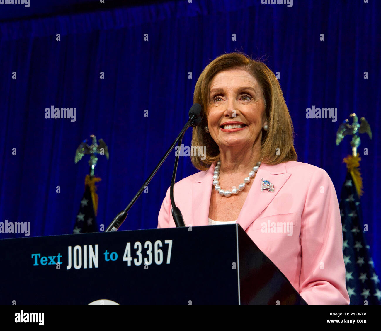 San Francisco, CA - le 23 août 2019 : Le Président de la Chambre, Nancy Pelosi, s'exprimant lors de la Convention Nationale Démocratique Réunion d'été à San Francisc Banque D'Images