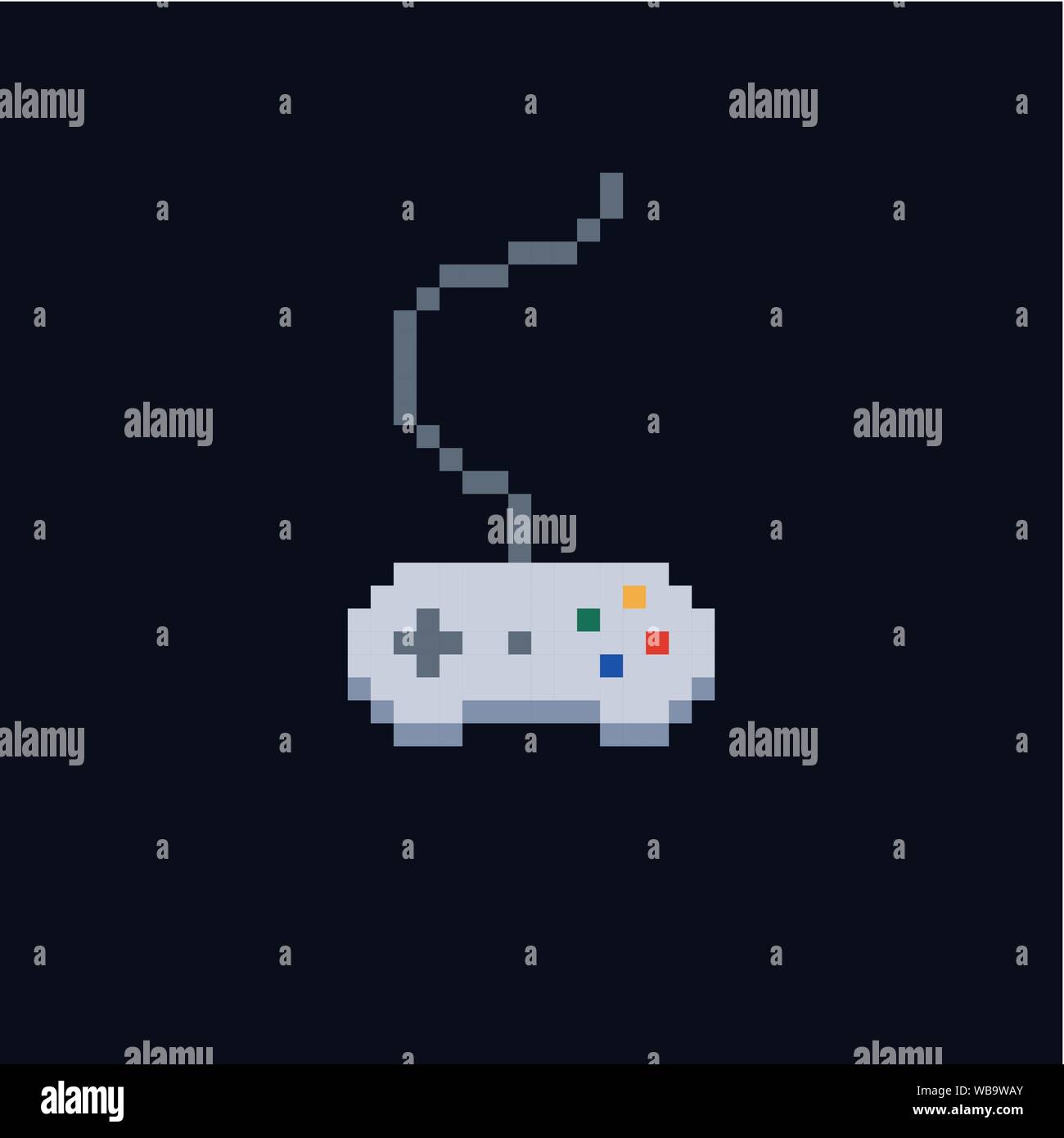 manette de jeu 8 bits white pixel art pour console de jeux - Icône de vecteur isolé du contrôleur filaire Illustration de Vecteur