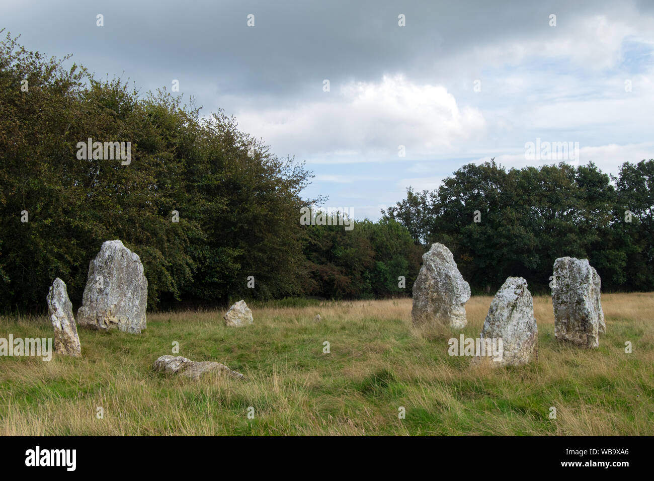 Duloe Stone Circle, entre New Liskeard et Looe, Cornwall, UK Banque D'Images