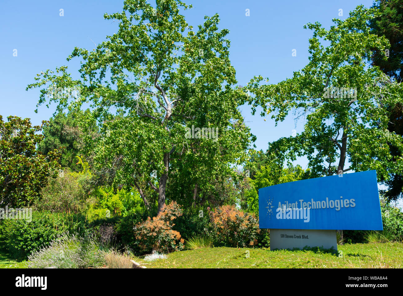 Agilent Technologies signe à l'entrée du siège de la Silicon Valley Banque D'Images