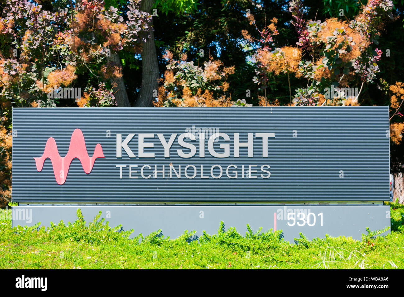 Keysight Technologies signent à l'entrée du campus de la Silicon Valley. Keysight quartier général situé à Santa Rosa, CA Banque D'Images
