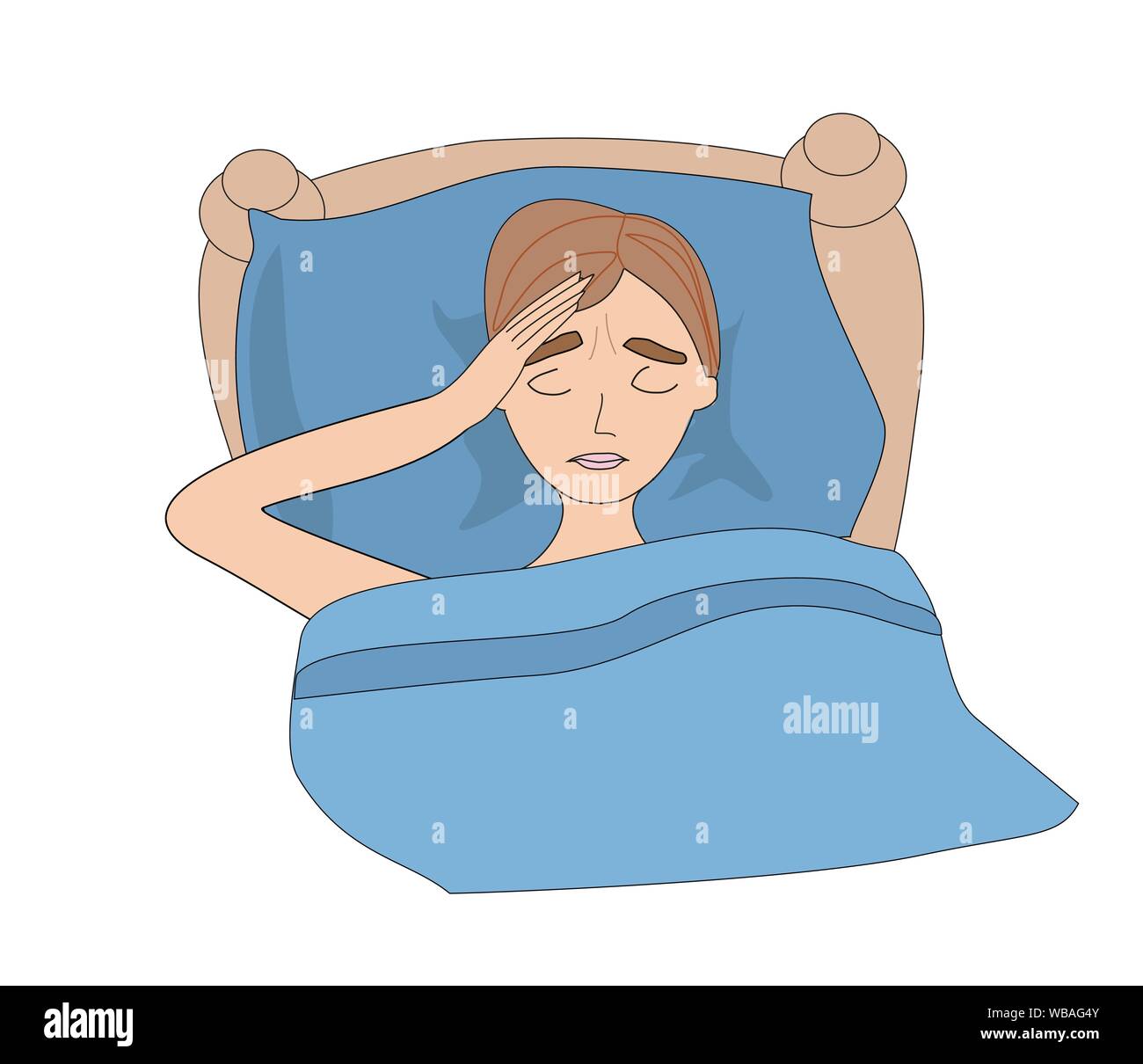 Illustration d'un garçon malade au lit Illustration de Vecteur