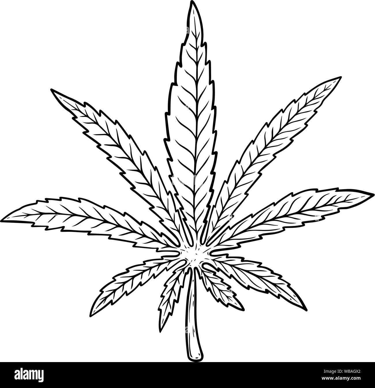 Illustration de feuilles de cannabis isolé sur fond blanc. L'élément de conception pour l'affiche, bannière, t shirt, de l'emblème. Vector illustration Illustration de Vecteur
