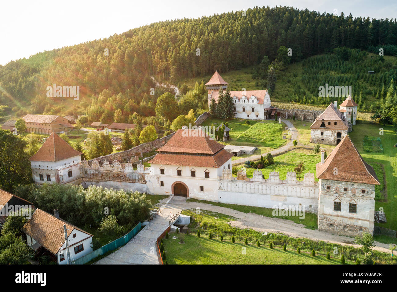 Le Château Lazar, l'un des plus importants bâtiments de la renaissance de la Transylvanie, situé à Miercurea-ciuc, Roumanie. Château roumain attractions de Transyl Banque D'Images