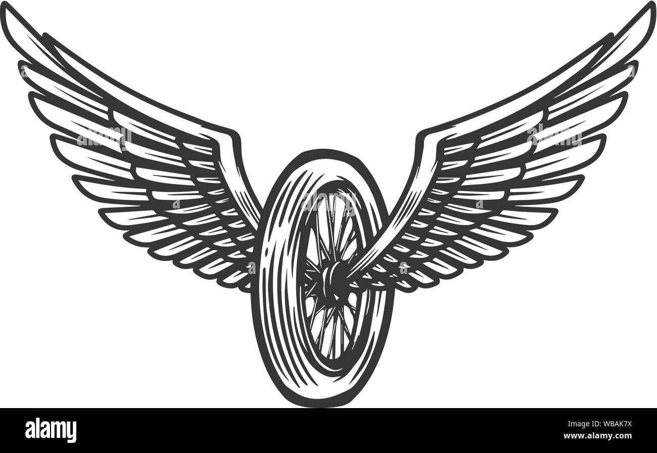 roue de moto avec emblème des ailes 1026073 Art vectoriel chez Vecteezy