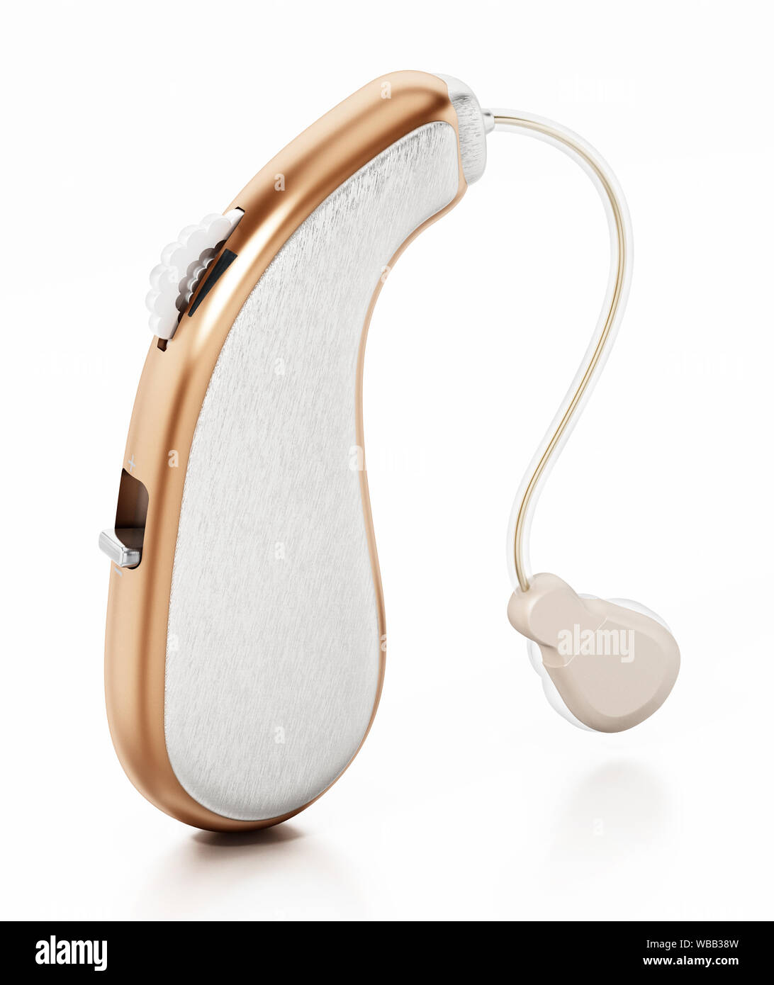 L'aide auditive générique isolé sur fond blanc. 3D illustration. Banque D'Images