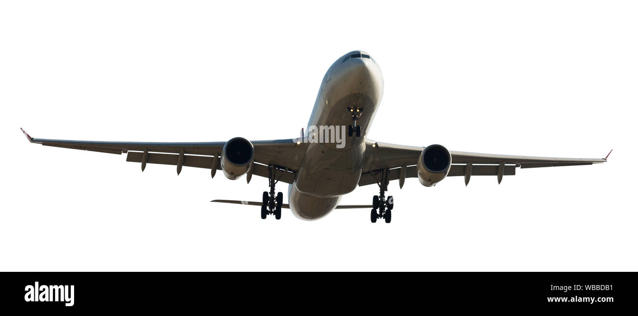 Grand avion de passagers isolé sur fond blanc Banque D'Images
