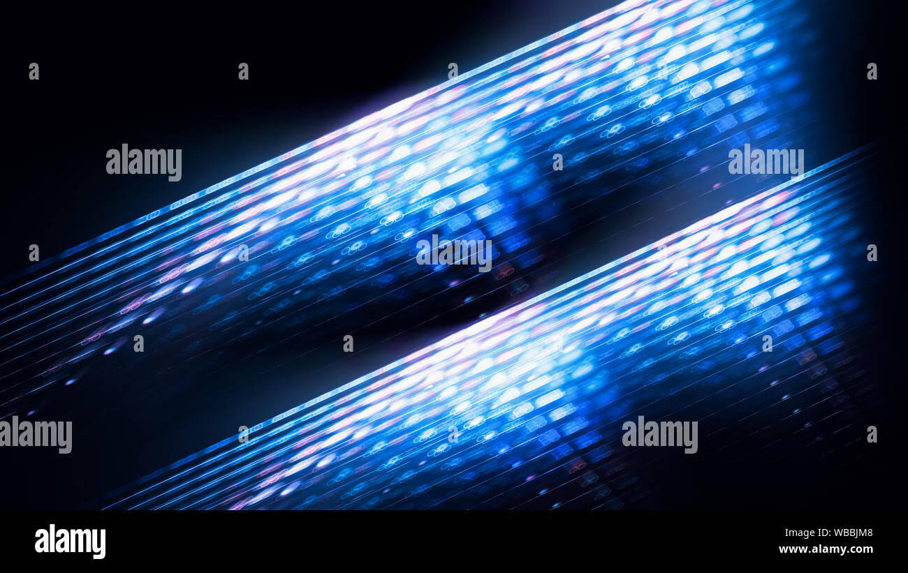 Lumineux bleu de la fibre optique, générée par ordinateur résumé fond, 3D Rendering Banque D'Images
