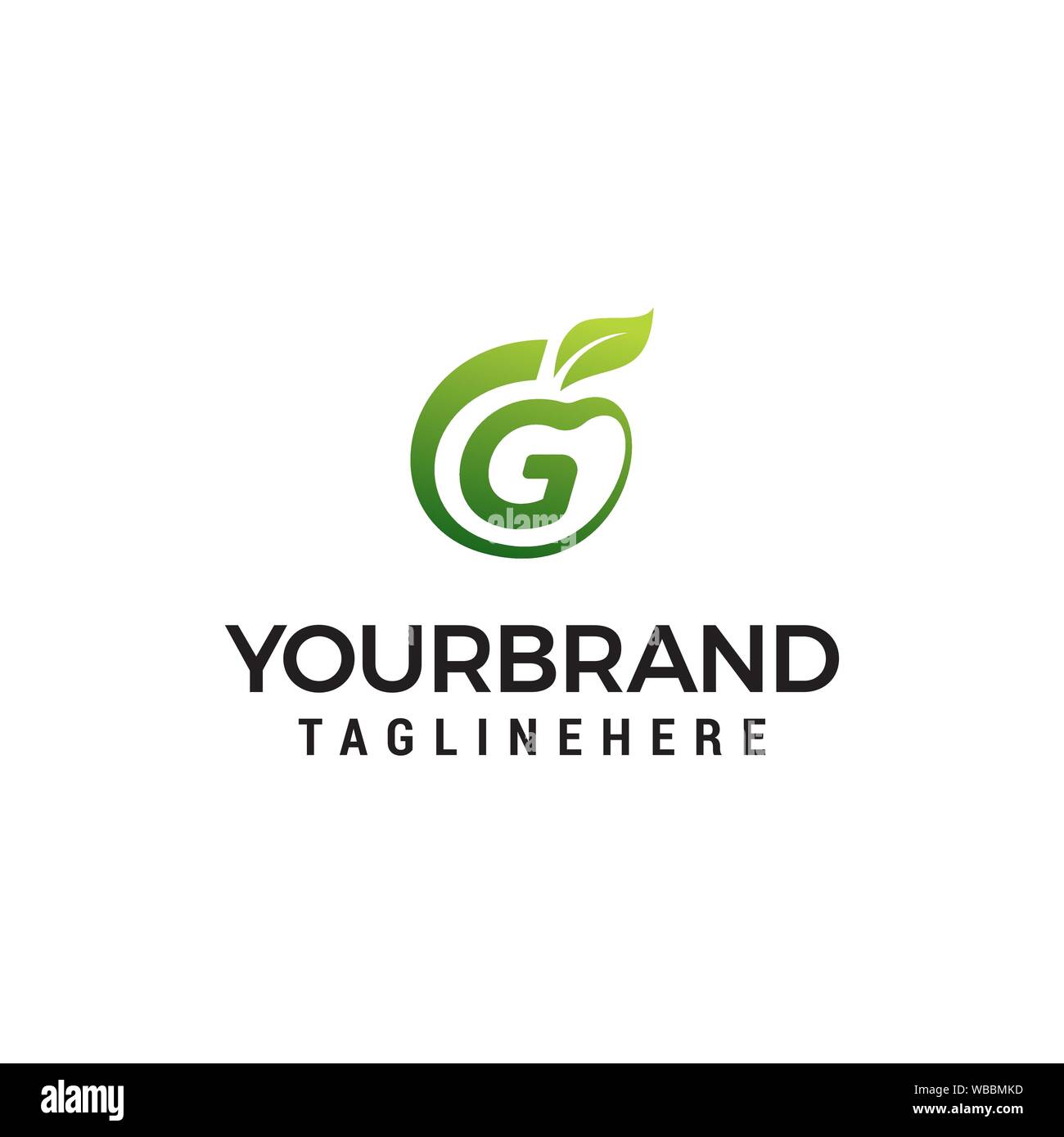 Logo design G Lettre initiale modèle vecteur avec fruits feuilles logo design modèle concept Illustration de Vecteur