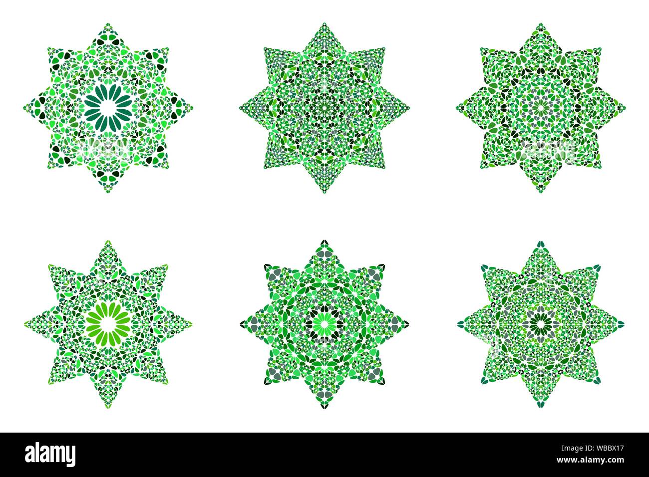 Pétale géométrique abstraite isolée modèle star set - élément du vecteur d'ornement avec des formes courbes Illustration de Vecteur