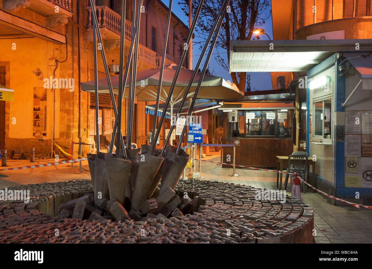 Poste de police à la ligne verte à Nicosie. Chypre Banque D'Images
