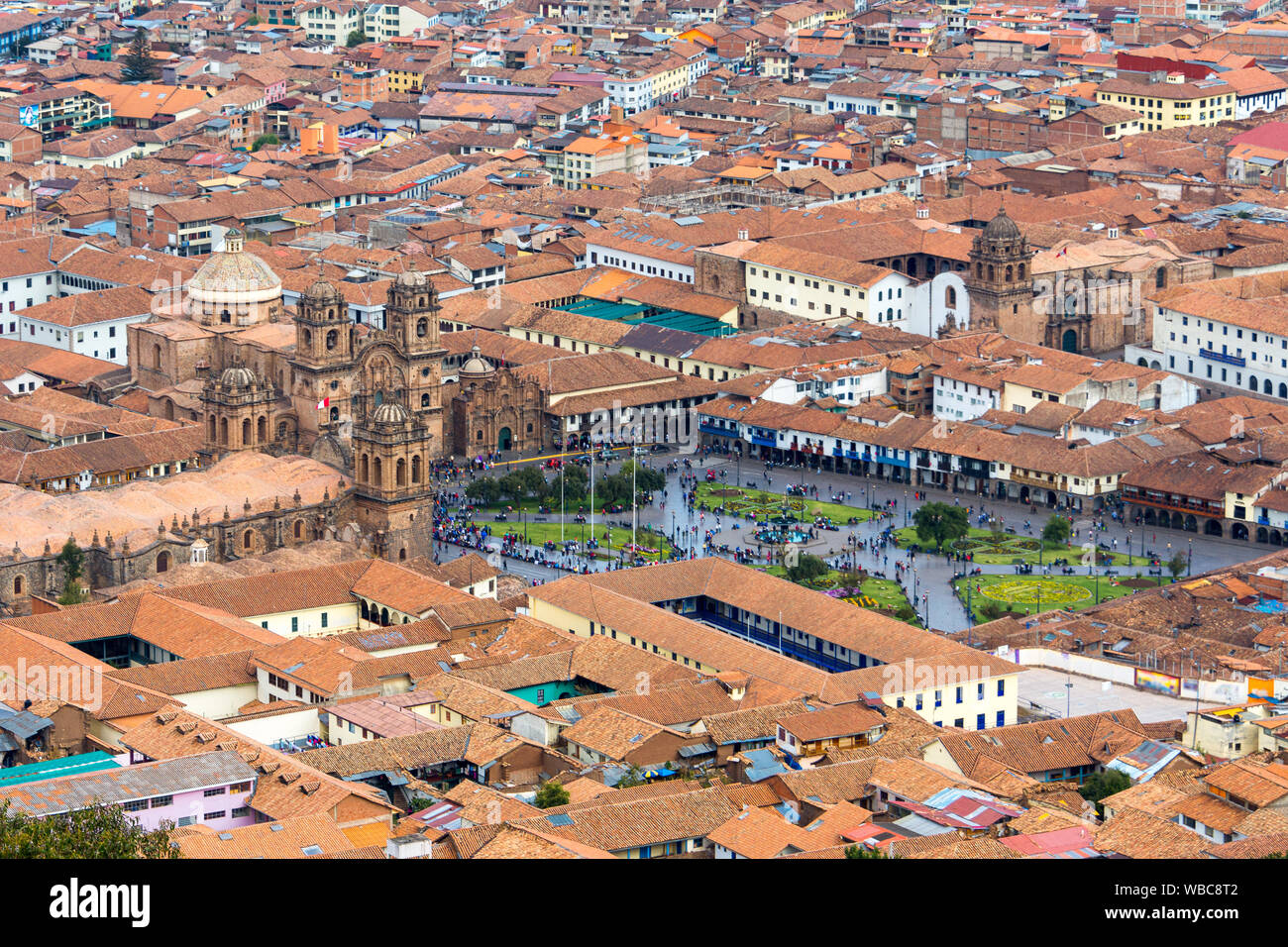 Cusco à partir de la statue de Jésus Christ (Cristo Blanco), Pérou Banque D'Images