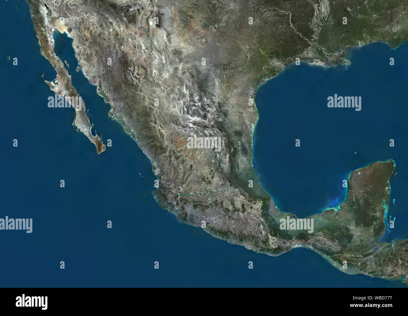 Image satellite couleur du Mexique. Cette image a été compilé à partir de données acquises par Sentinel-2 & satellites Landsat 8. Banque D'Images