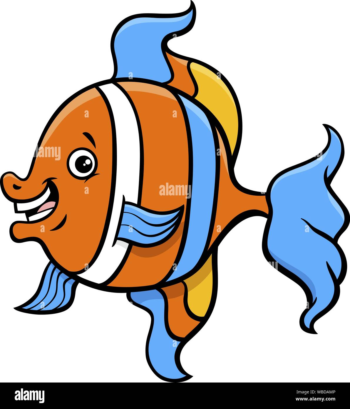 Cartoon Illustration de drôle de poisson tropical Sea Life personnage animal Illustration de Vecteur