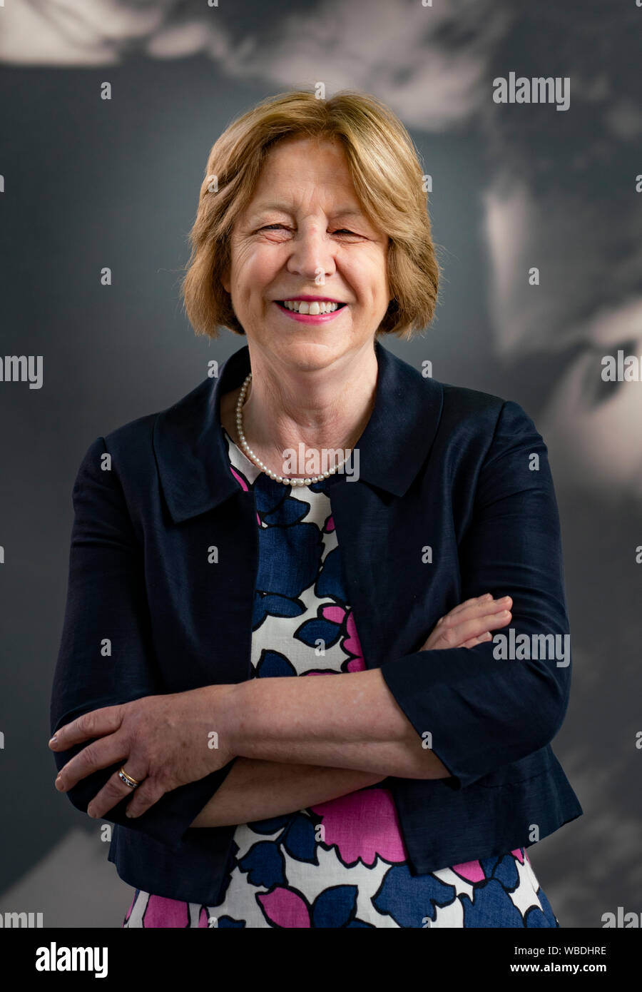 Edinburgh, Ecosse, Royaume-Uni. 26 août 2019. Ursula Buchan. Ursula Buchan, la petite-fille de John Buchan romancier écossais rend visite à la fête du livre pour parler de son grand-père qui a été un pionnier du thriller moderne Iain Masterton/Alamy Live News. Banque D'Images