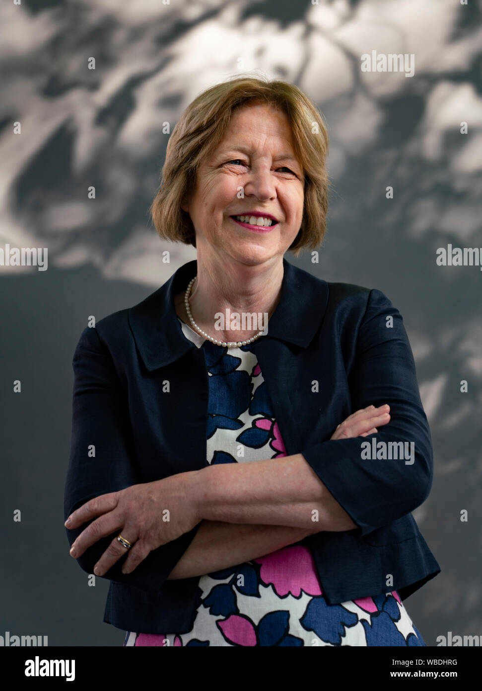 Edinburgh, Ecosse, Royaume-Uni. 26 août 2019. Ursula Buchan. Ursula Buchan, la petite-fille de John Buchan romancier écossais rend visite à la fête du livre pour parler de son grand-père qui a été un pionnier du thriller moderne Iain Masterton/Alamy Live News. Banque D'Images