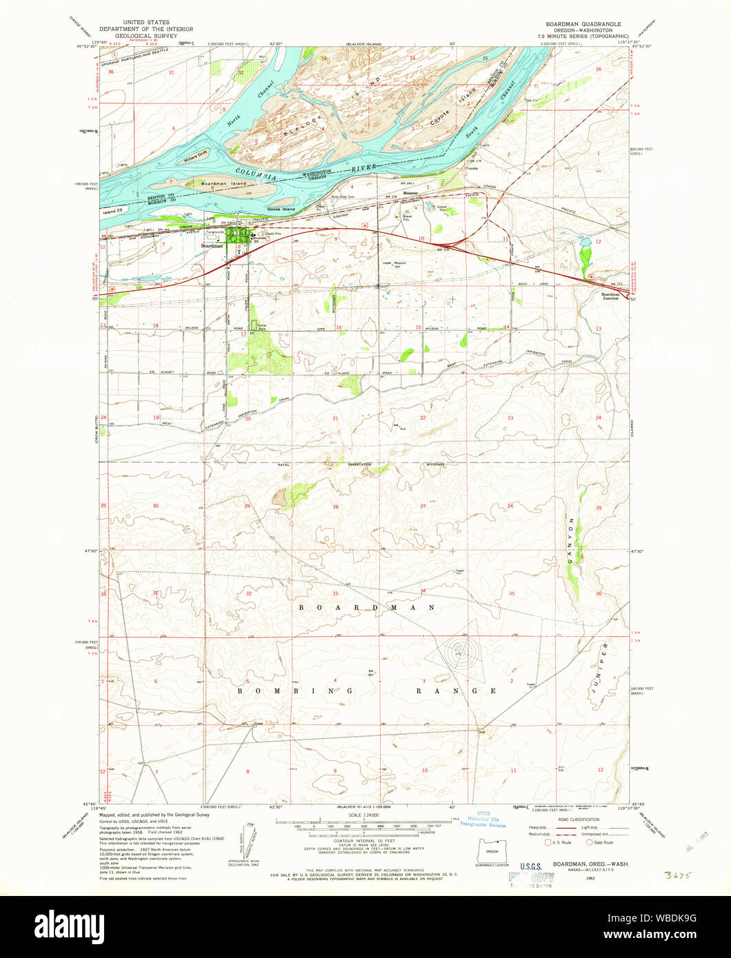 Carte de l'USGS Topo Oregon OU Boardman 2790811962 Restauration 24000 Banque D'Images