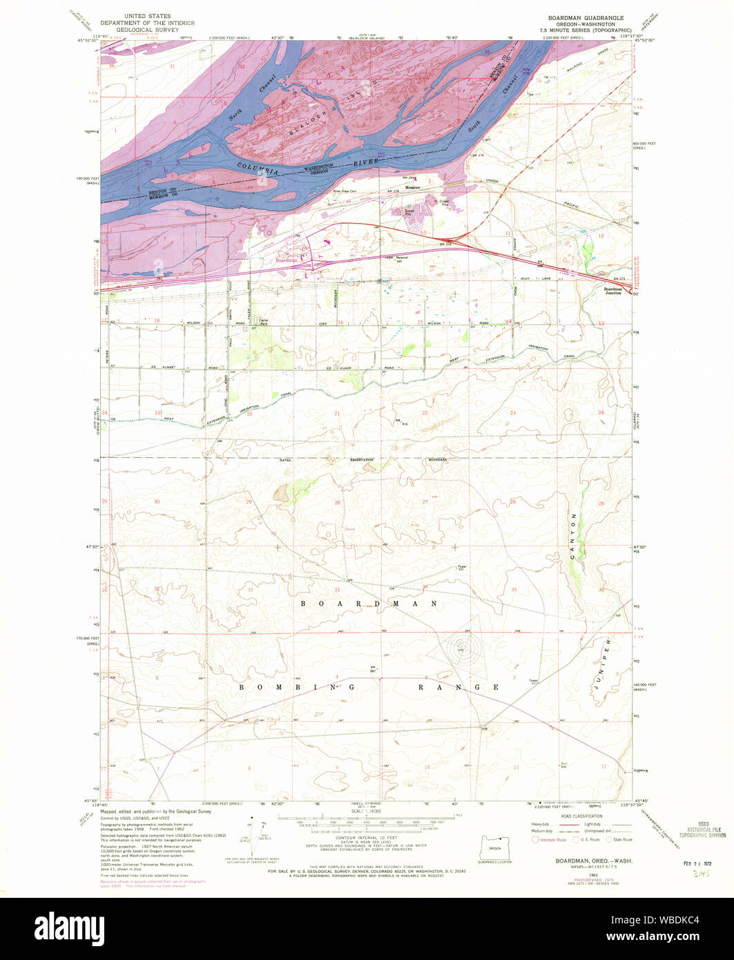 Carte de l'USGS Topo Oregon OU Boardman 2790831962 Restauration 24000 Banque D'Images