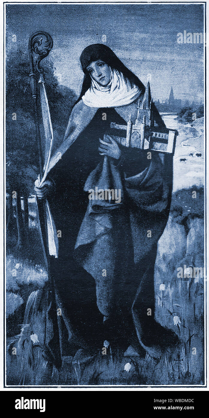 Un portrait de religieuse vintage St Frideswide, (650-727) également connu comme Frideswith Fritheswithe fris,,, et Frevisse Frithuswith - abbesse et la princesse, fille du roi de mercie de sous-Dida Eynsham) - . Mécène de l'université d'Oxford et sa Banque D'Images Un portrait de religieuse vintage St Frideswide, (650-727) également connu comme Frideswith Fritheswithe fris,,, et Frevisse Frithuswith - abbesse et la princesse, fille du roi de mercie de sous-Dida Eynsham) - . Mécène de l'université d'Oxford et sa Banque D'Images