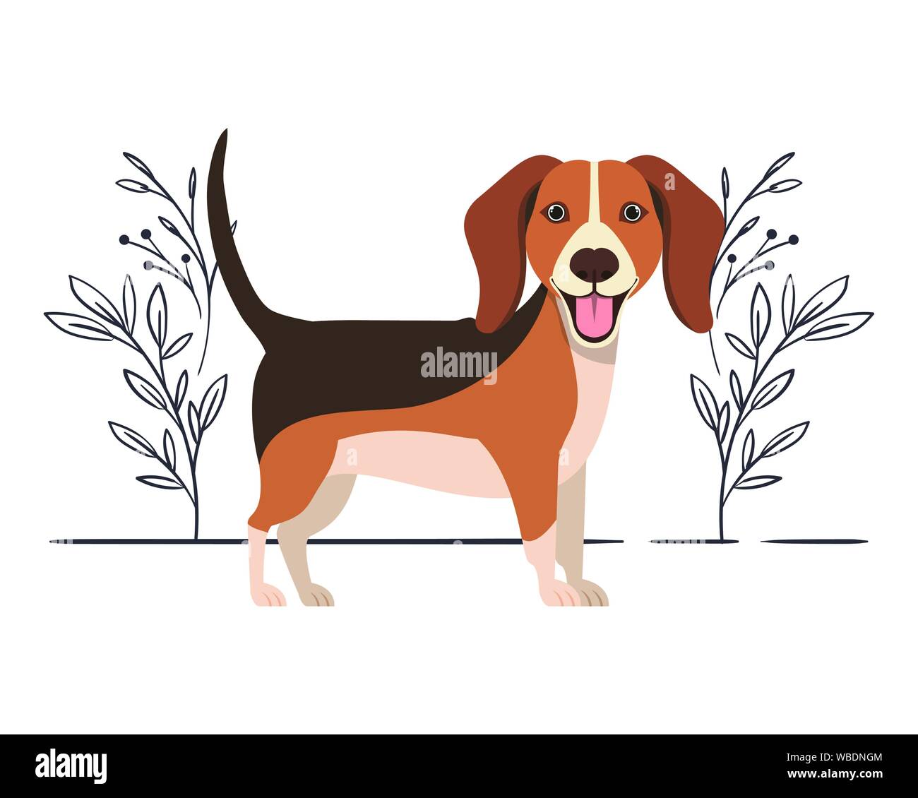 Mignon chien beagle sur fond blanc Illustration de Vecteur