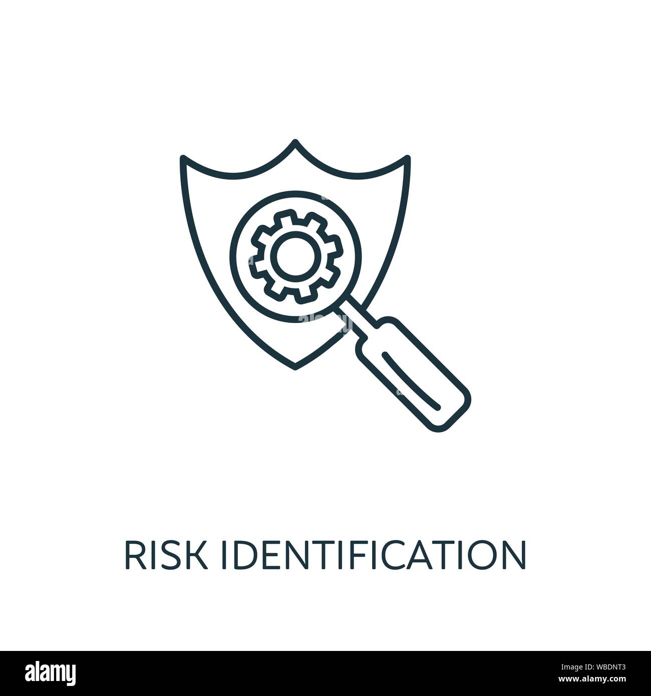 Identification des risques l'icône Contour. Fine ligne de la gestion des risques, élément concept collection d'icônes. Identification des risques pour l'icône de création d'applications mobiles Illustration de Vecteur