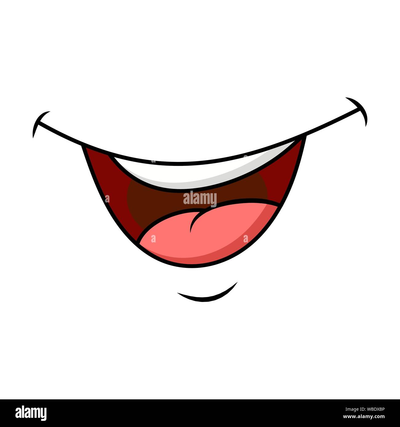 Sourire, la bouche et de la langue design dessin animé isolé isolé sur fond blanc Illustration de Vecteur