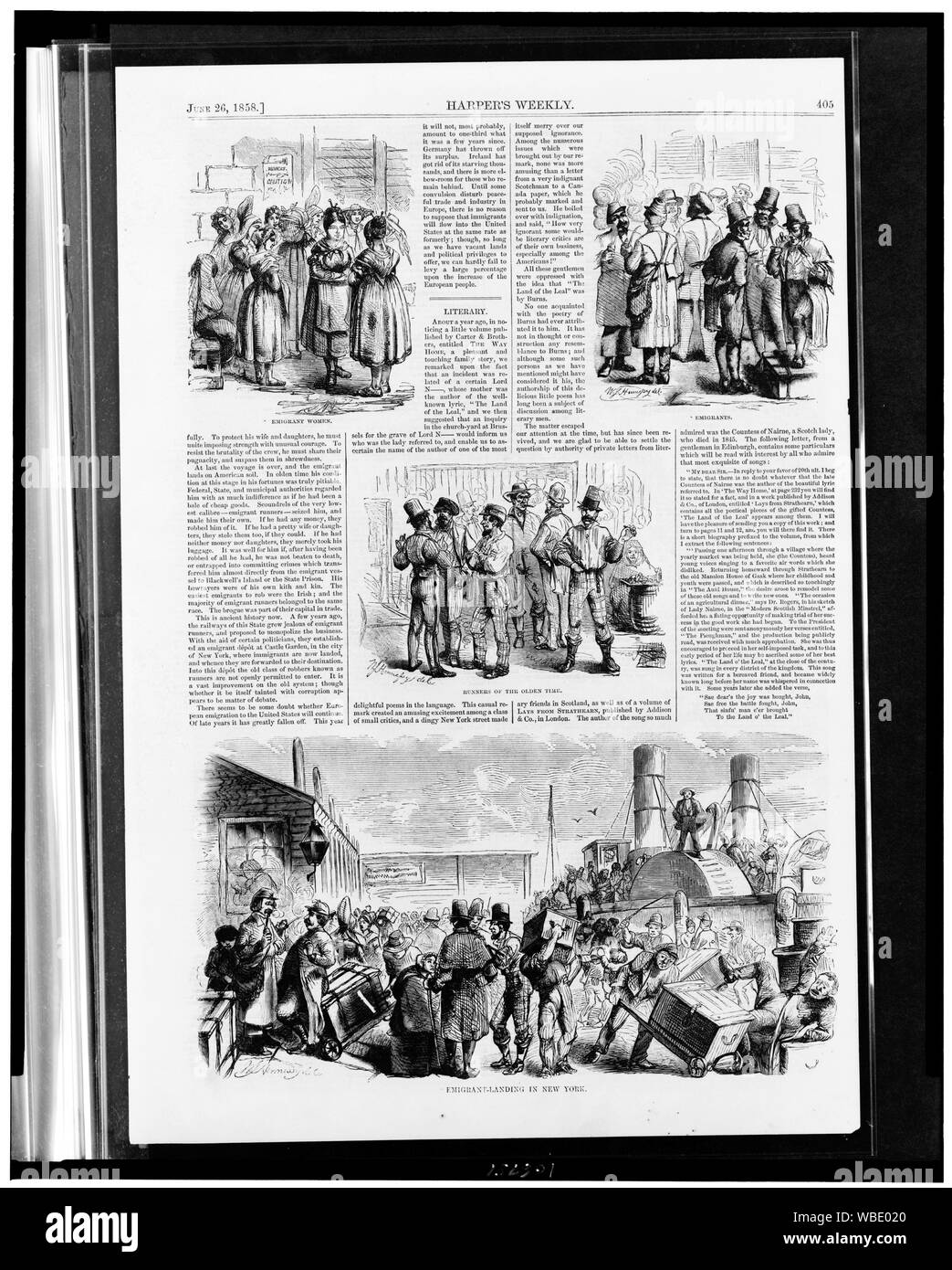 Quatre scènes d'émigrants en Amérique] / W.J. Hennessey del Abstract/moyenne : 1 tirage : la gravure sur bois. Banque D'Images