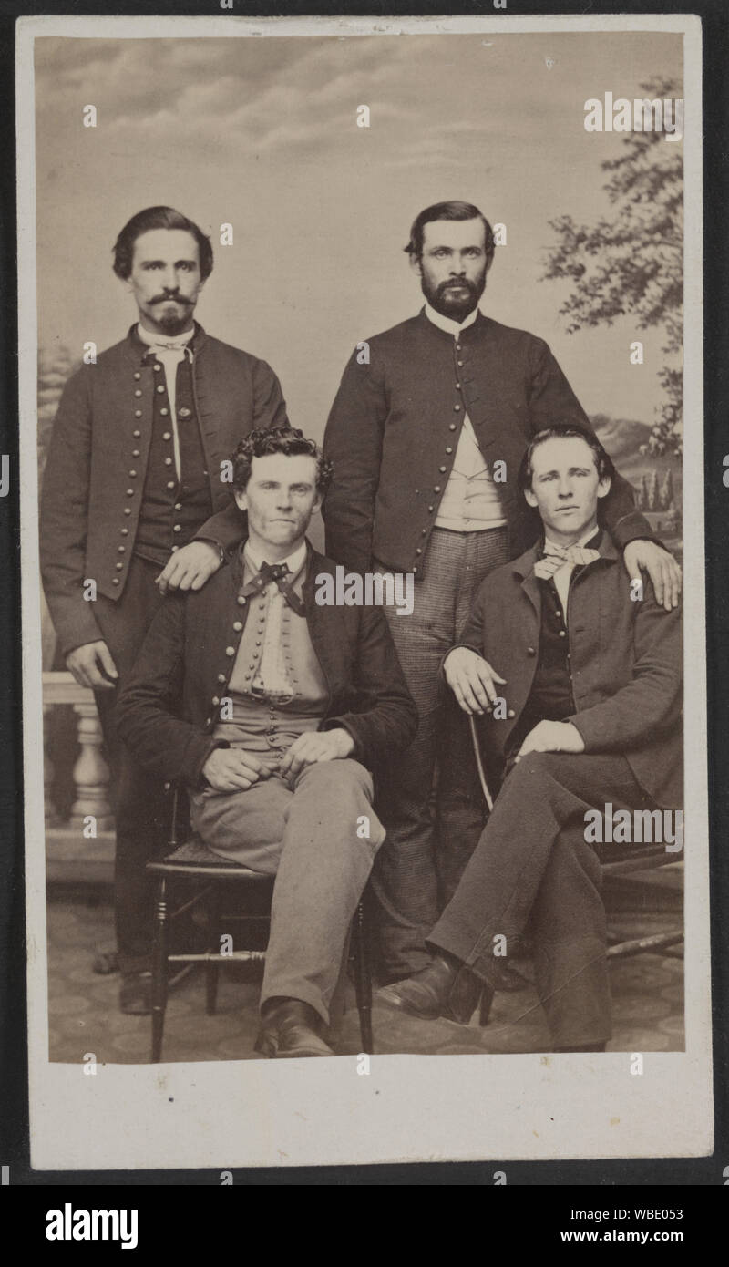 Quatre hommes non identifiés en face de toile peinte] / Hollyland's [sic] Metropolitan Galerie de photographies, 250 Pennsylvania Avenue, Washington, D.C. Résumé/moyenne : 1 tirage photographique : albumine, sur carte de visite mont ; 10,2 x 6,1 cm. Banque D'Images