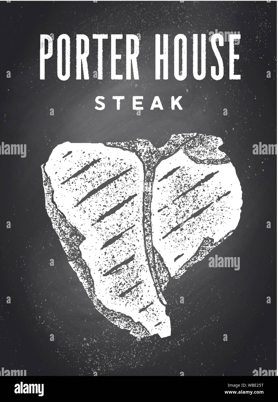 Steak, tableau. L'affiche de la cuisine avec le steak d'ossature Illustration de Vecteur