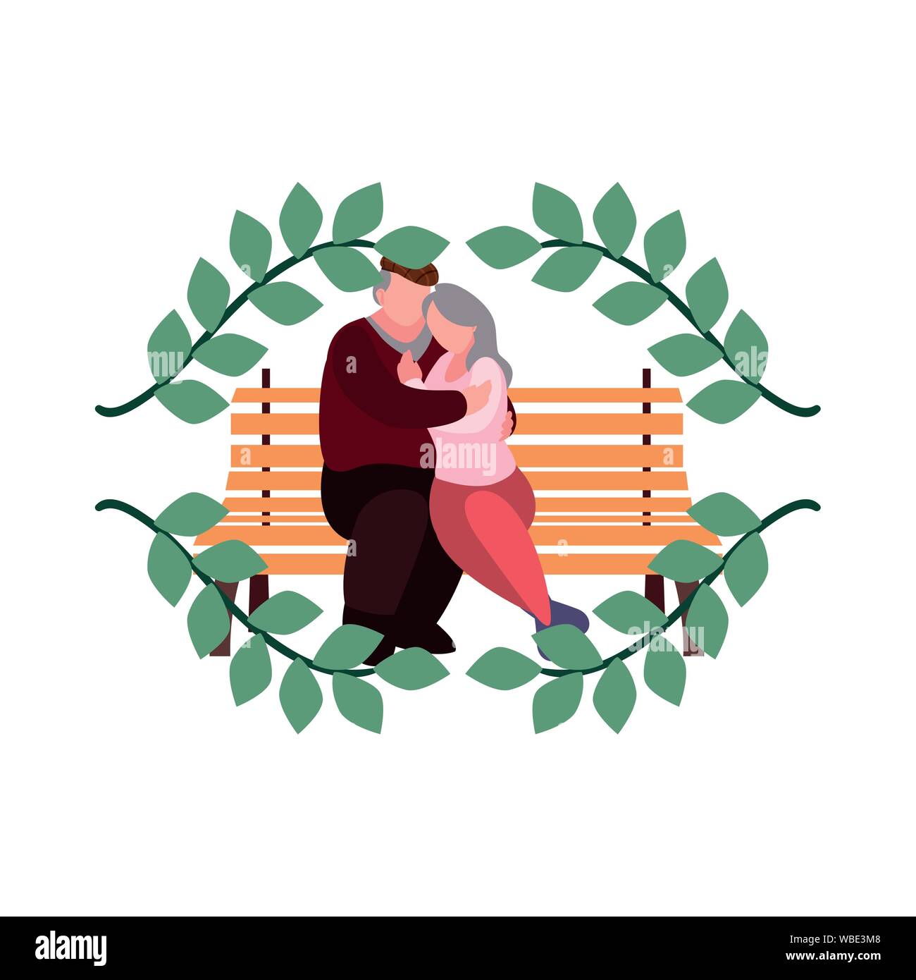 Grand-père et grand-mère assise sur un banc de la trame quitte - heureux grands-parents jour vector illustration Illustration de Vecteur