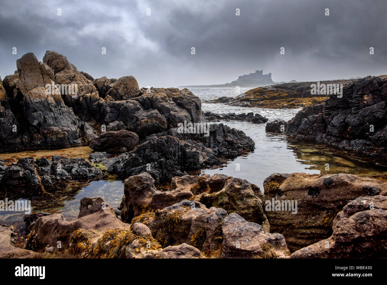 Bamburgh Castle Beach Northumberland Banque D'Images