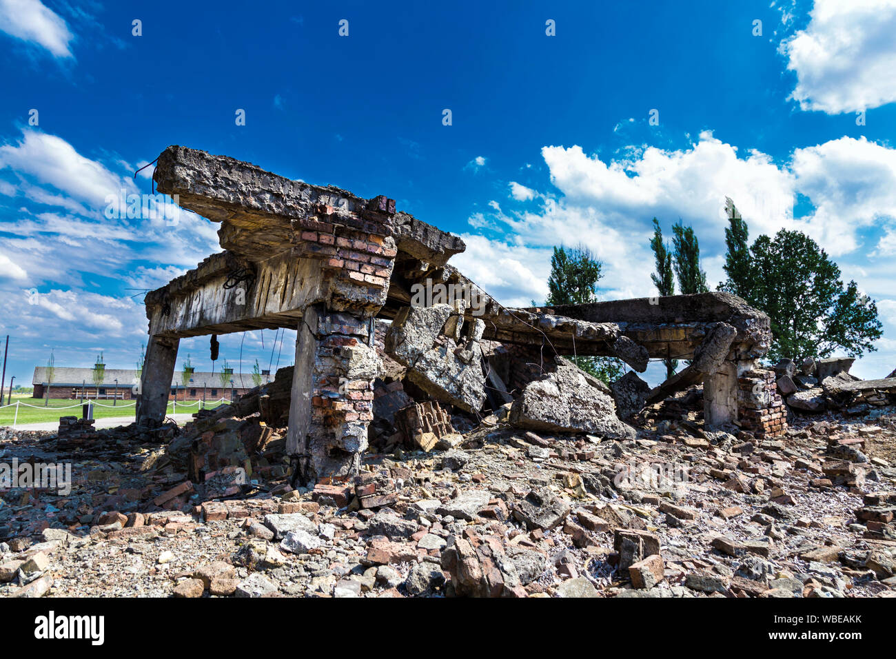Ruines de la chambre à gaz d'Auschwitz-Birkenau, en Pologne Banque D'Images