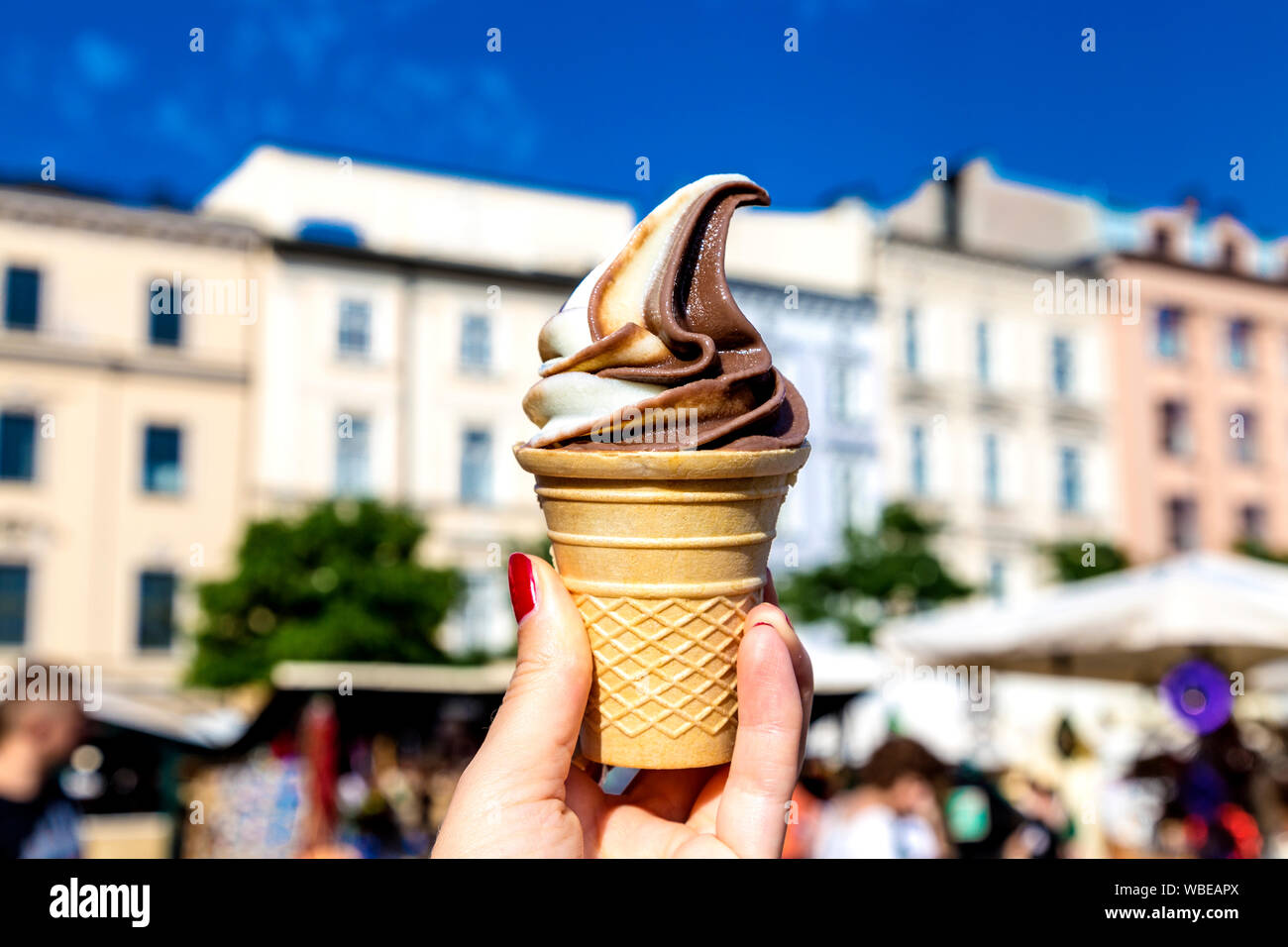 Polish - crème glacée molle dans Krarow swiderki lody, Pologne Banque D'Images