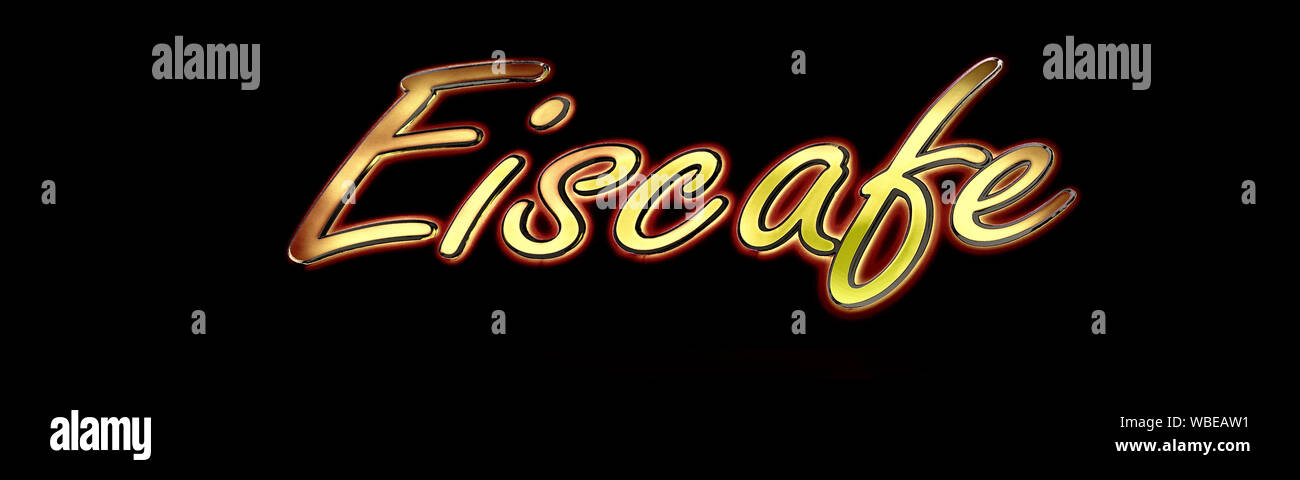 Ice cafe - lettrage. Die est le mot allemand pour la crème glacée. Banque D'Images