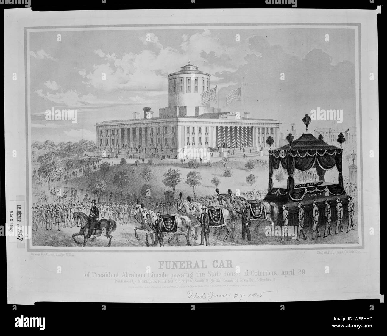 Funérailles de voiture le président Abraham Lincoln en passant l'État chambre à Columbus, le 29 avril Banque D'Images