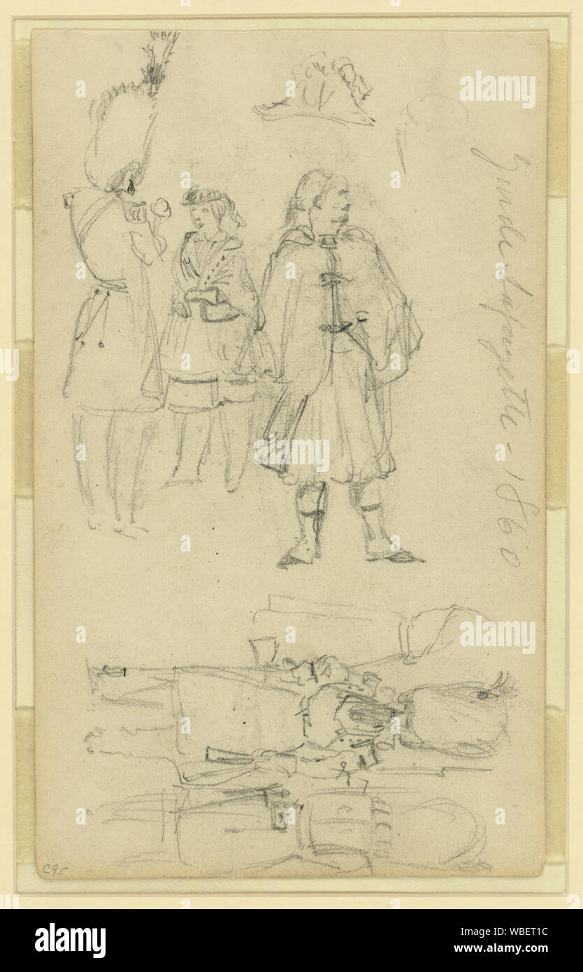 Garde Lafayette, 1860 Abstract/moyenne : 1 dessin : crayon sur papier blanc ; 10,3 x 17,1 cm. (Feuille). Banque D'Images