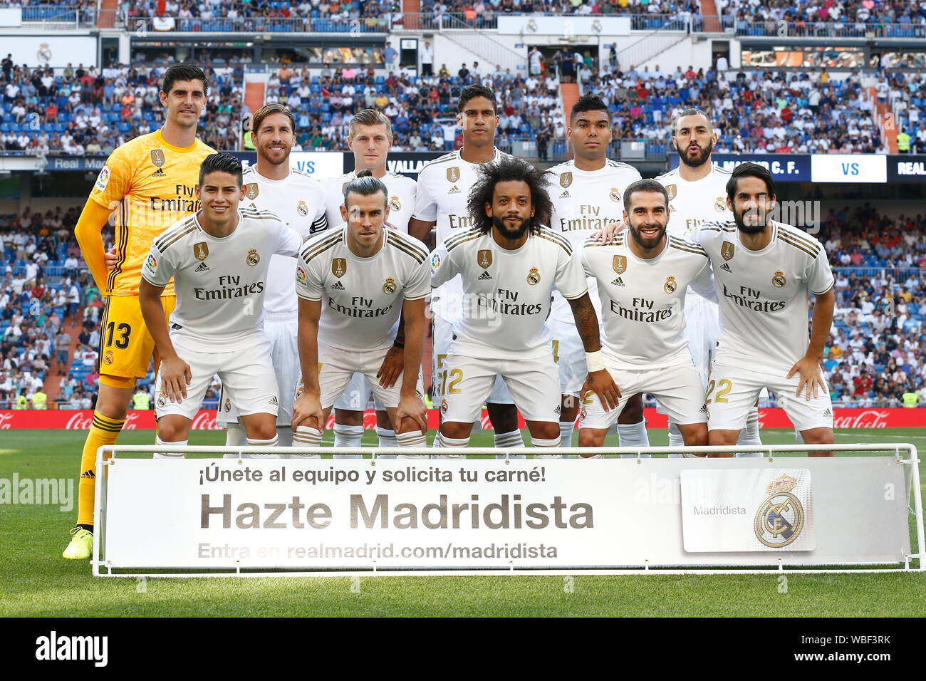 Madrid, Espagne. Août 24, 2019. Groupe de l'équipe du Real Madrid (Real) Football/soccer : "La Liga espagnole Santander' match entre le Real Madrid CF 1-1 Real Valladolid CF au Santiago Bernabeu à Madrid, Espagne . Credit : Mutsu Kawamori/AFLO/Alamy Live News Banque D'Images