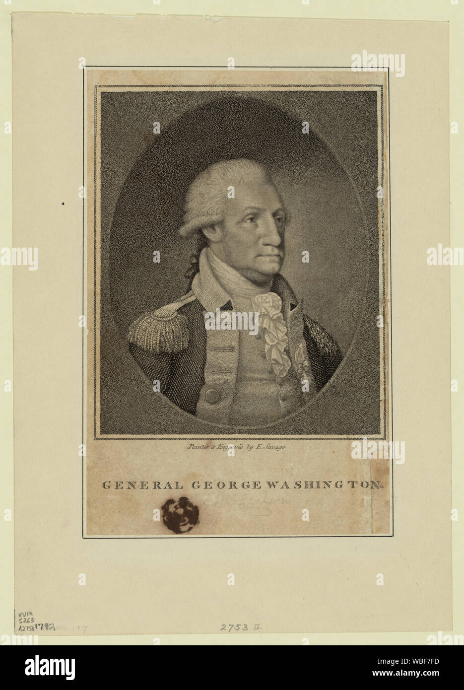 Le général George Washington / peint et gravé par E. Savage. Abstract/moyenne : 1 : impression gravure crépi. Banque D'Images