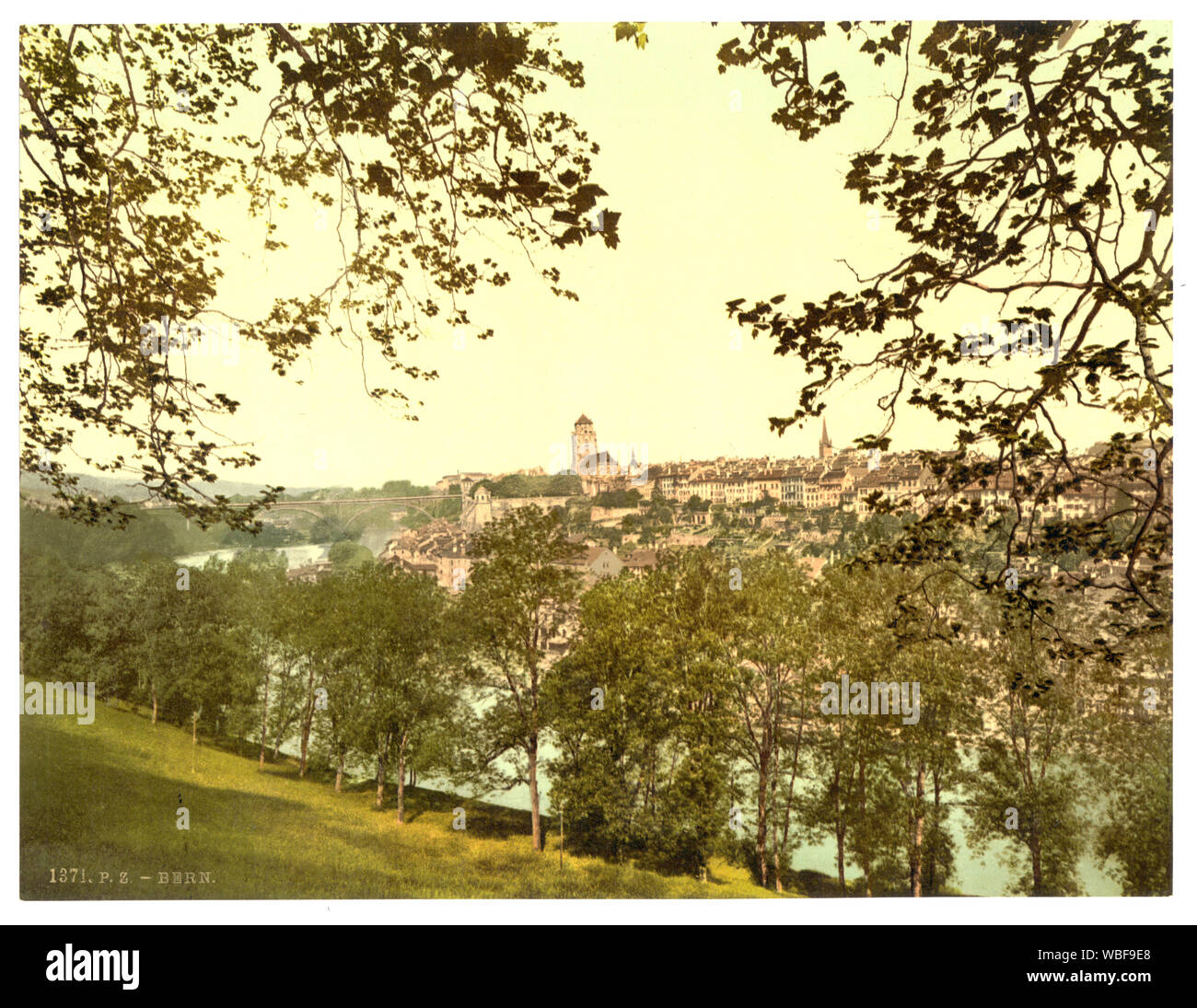Vue générale de la ville, avec pont Kirchenfeld, vues du Muristalden, Berne, Suisse ; Banque D'Images