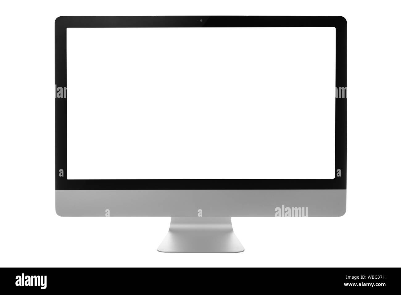 Le moniteur de l'ordinateur avec écran noir isolé sur fond blanc avec chemin de détourage. Banque D'Images