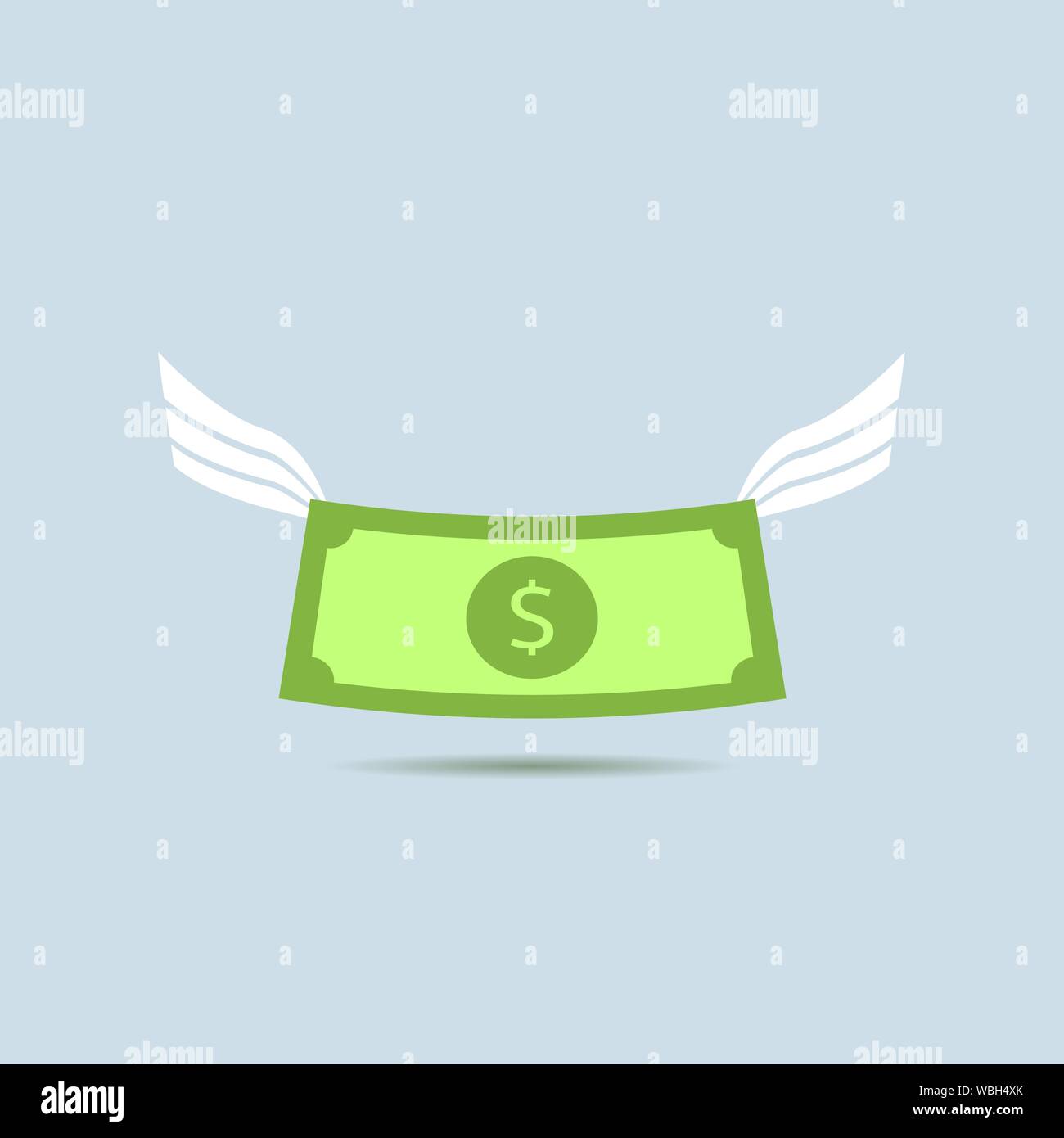 Battant l'icône dollar. Billet de dollar avec des ailes, de vecteur symbole Illustration de Vecteur