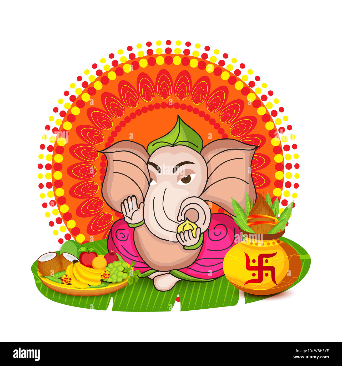 Vector illustration pour célébrer la fête traditionnelle indienne Ganesh Chaturthi heureux. Le texte du résumé de fond de l'espace. Banque D'Images