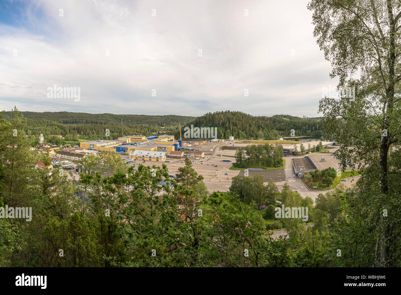Vue sur la ville, shopping Ullared de Halland, Suède, Scandinavie Banque D'Images
