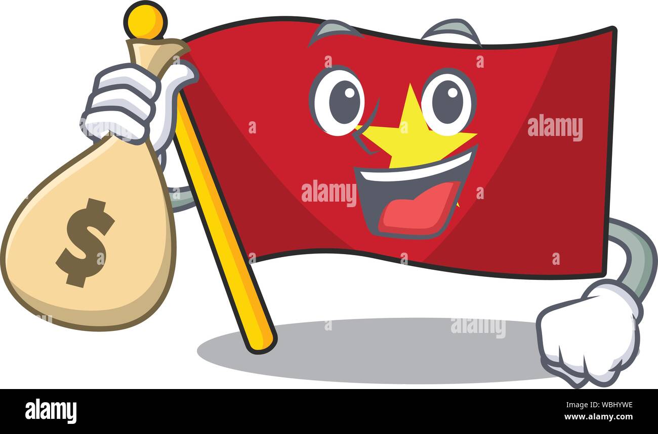 Sac d'argent avec le vietnam drapeau dans la forme de dessin animé Illustration de Vecteur