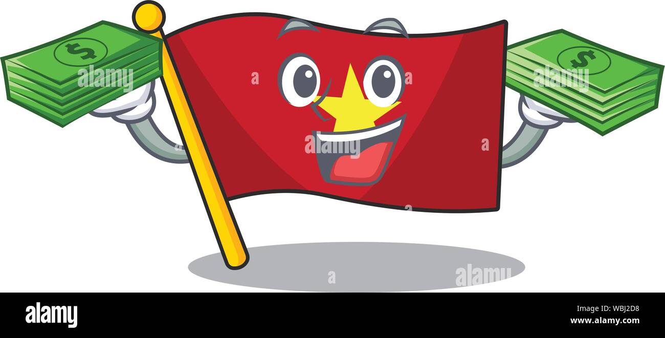 Sac d'argent avec le Vietnam s'agitèrent sur drapeau mascot pole Illustration de Vecteur