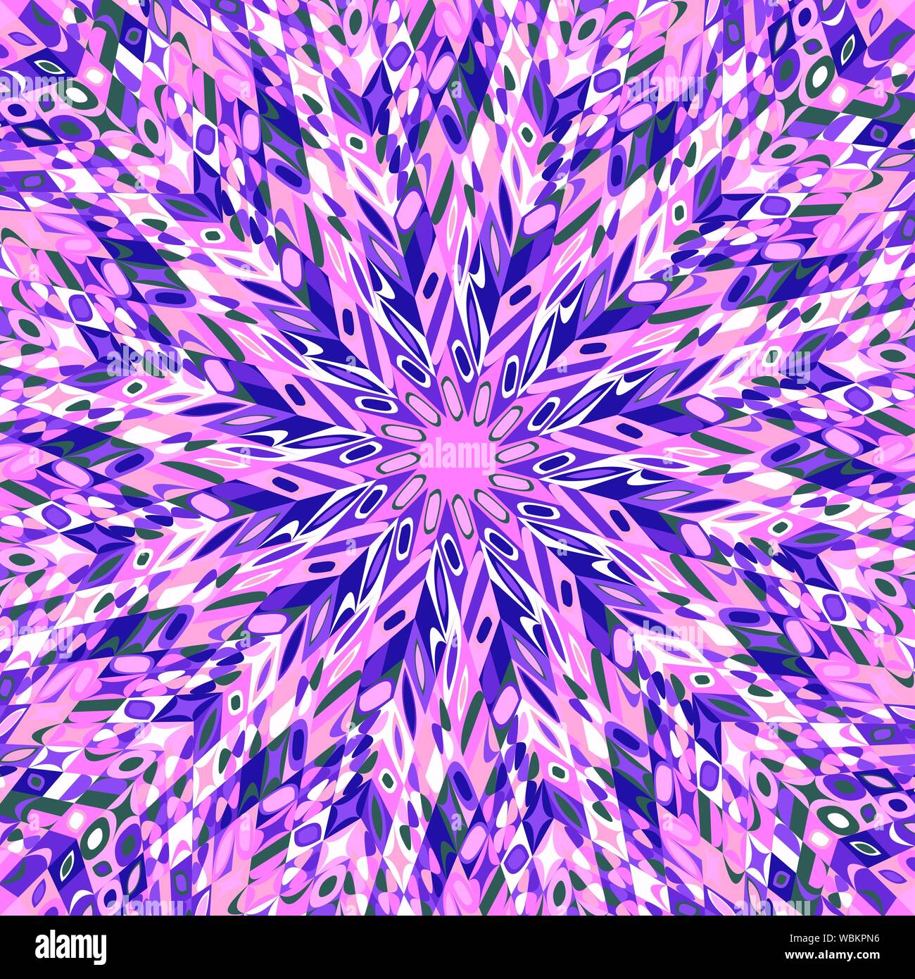 Dynamique géométrique hypnotique motif en mosaïque de carreaux colorés circulaire - fond psychédélique abstract vector graphic design Illustration de Vecteur