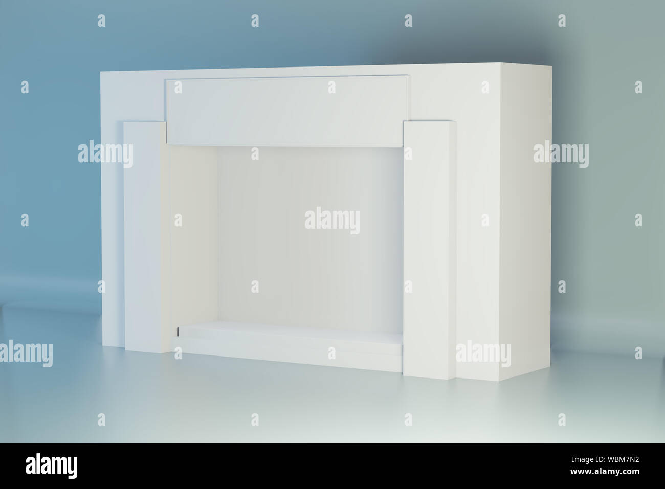 Affichage vitrine vitrine vide, avec la lumière, mettre en valeur des maquettes 3D Rendering. Banque D'Images