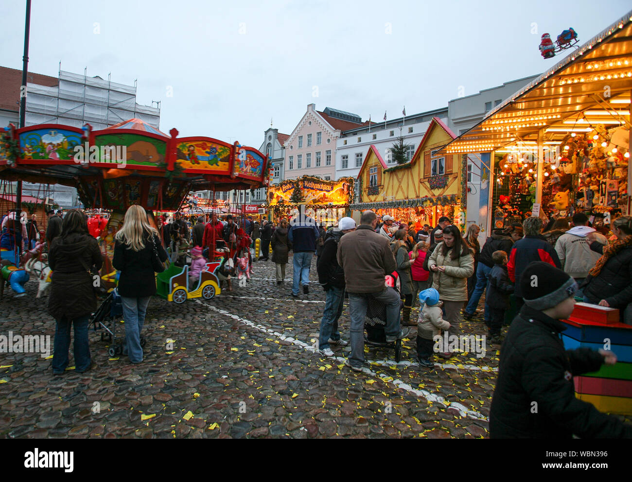 Foire de Noël Lübeck Allemagne les étals du marché Banque D'Images