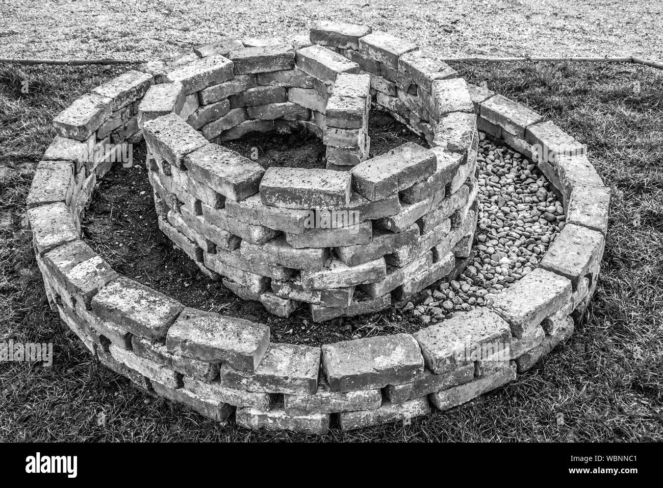 Spirale d'herbes terminé noir et blanc Banque D'Images