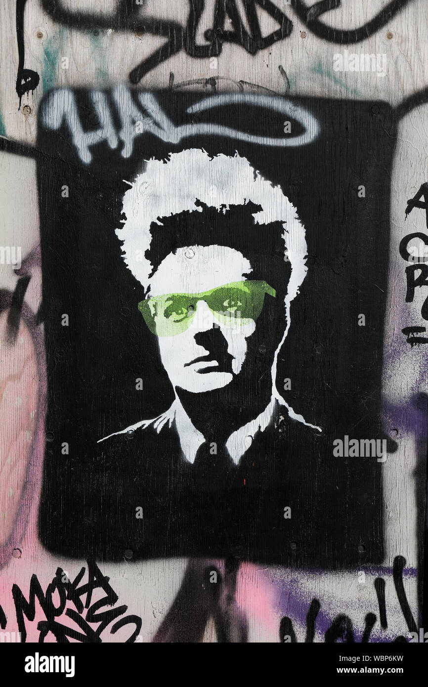 Stencil graffiti de Jack Nance comme Henry Spencer dans Eraserhead Banque D'Images